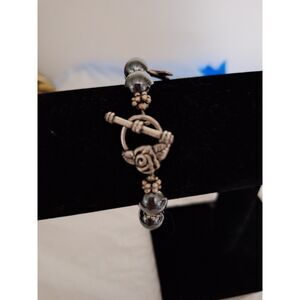 Beaded Hematite Women's Bracelet Cottage Core Ribbon Energy Protection Chakra